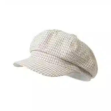 浪莎 韩系早秋千鸟格纹薄款复古英伦风百搭休闲 棉 贝雷帽 男女同款情侣款
