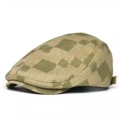 浪莎 英伦风格子纹复古时髦街拍出行百搭休闲画家帽潮流时尚 棉 贝雷帽 女款