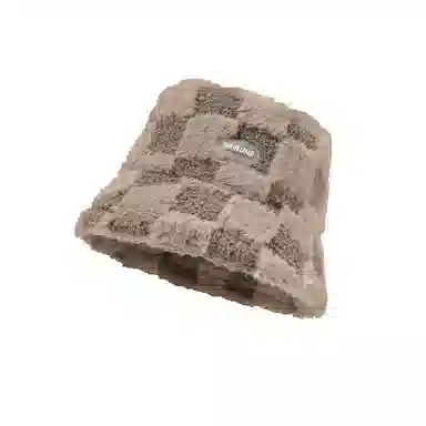 稻草人 百搭时尚显脸小保暖加厚格子 聚酯纤维 渔夫帽 女款