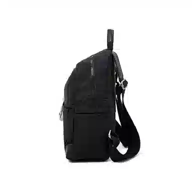 老人头 简约时尚纯色通勤休闲百搭背包大容量高中生大学生 织物 双肩包 男女同款情侣款 黑色/卡其色