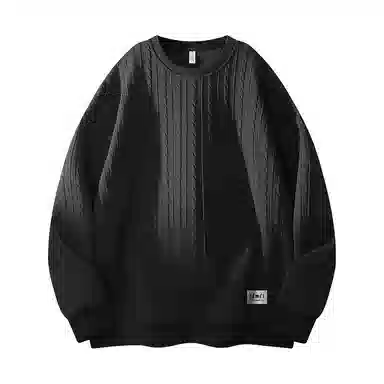 【dme】 时尚简约提花设计感圆领上衣纯色百搭休闲舒适套头长袖卫衣 男女同款