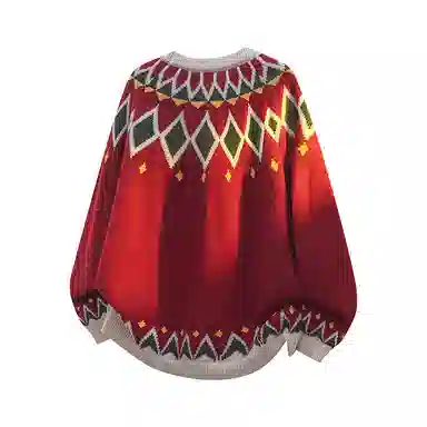 欧迪芬 慵懒风美式复古几何图形舒适保暖时尚通勤潮流百搭无性别情侣宽松学院风简约韩系闺蜜装费尔岛提花图案圆领长袖毛衫毛衣 男女同款