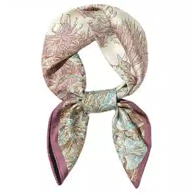 一米画纱 双面双色斜纹绸精致工艺喷绘真丝方巾优雅气质西装领巾 桑蚕丝 丝巾 女款