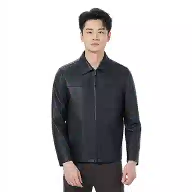 利郎 商务翻领高端品质经典皮衣 男款