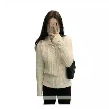 望莱仕 氛围感穿搭翻领显瘦上衣针织衫 女款