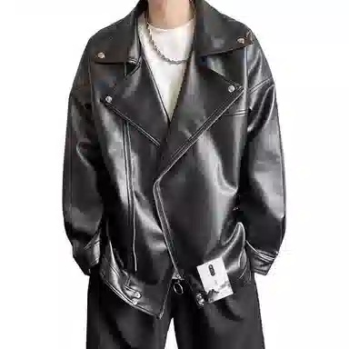 【痞帅休闲风斜拉链机车皮衣】布客行 狂野硬朗不羁摇滚叛逆霸气硬汉宽松软工装美拉德色系个性做旧廓形百搭外套夹克 男女同款