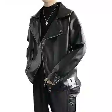 【个性痞帅机车斜拉链外套】布客行 狂野不羁顺滑细腻材质挺括有筋骨宽松潮牌百搭休闲美拉德色系复古做旧风格夹克 男女同款