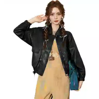 法文箱子 高级感小个子时尚皮衣 女款