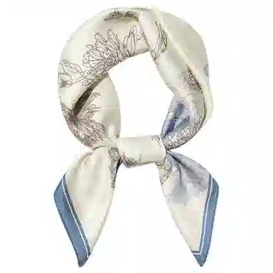 一米画纱 双面双色斜纹绸精致工艺喷绘真丝方巾优雅气质西装领巾 桑蚕丝 丝巾 女款