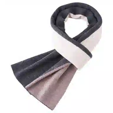 红豆 时尚百搭柔软保暖拼色 羔羊毛 绒线围巾 男款