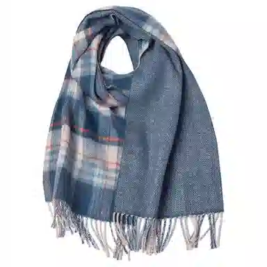 红豆 柔软保暖时尚百搭格子 羊毛 绒线围巾 男款