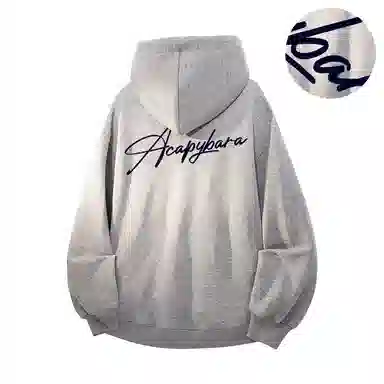 【可拆卸DIY徽章】卡皮巴拉小黄豚 双面撞色植绒签字体美式重磅显瘦慵懒风上衣高街潮牌校园风情侣百搭宽松休闲春秋连帽卫衣 男女同款