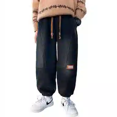 黑恐龙牛仔裤 男童秋装痞帅裤子