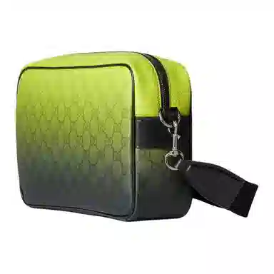 Gucci Embossed GG Adjustable Canvas Crossbody Bag Medium Gradient Yellow Green Black