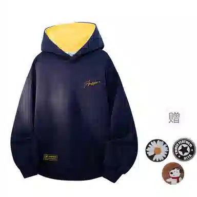 【可拆卸DIY徽章】卡皮巴拉小黄豚 双面撞色植绒签字体美式重磅显瘦慵懒风上衣高街潮牌校园风情侣百搭宽松休闲春秋连帽卫衣 男女同款