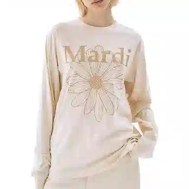 MARDI MERCREDI TSHIRT LONG SLEEVE FLOWERMARDI_BUTTER PEANUT FW25T