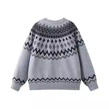 欧迪芬 时尚复古风设计感费尔岛提花个性几何图案潮流宽松透气亲肤舒适保暖户外休闲运动通勤百搭无性别穿搭圆领上衣长袖潮毛衣 男女同款
