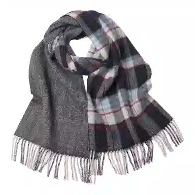 红豆 柔软保暖时尚百搭格子 羊毛 绒线围巾 男款