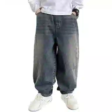 黑恐龙牛仔裤 宽松休闲长裤子 男女同款