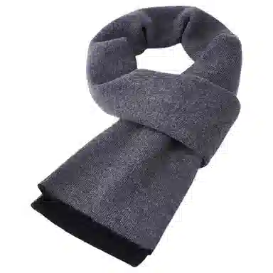 红豆 时尚百搭柔软保暖拼色 羔羊毛 绒线围巾 男款