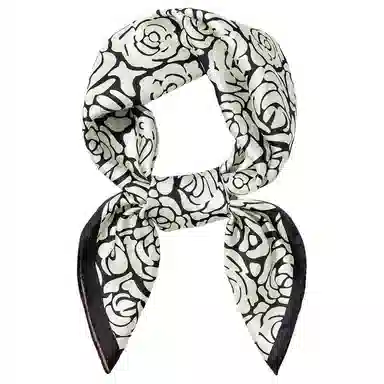 一米画纱 双面双色斜纹绸精致工艺喷绘真丝方巾优雅气质西装领巾 桑蚕丝 丝巾 女款