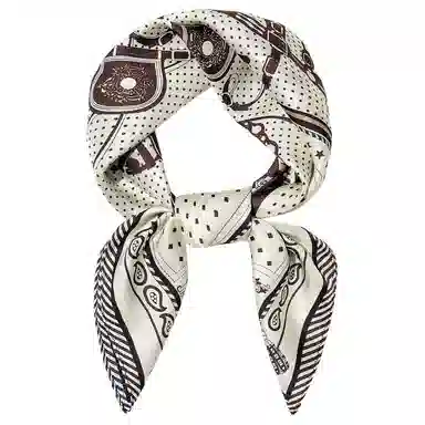 一米画纱 双面双色斜纹绸精致工艺喷绘真丝方巾优雅气质西装领巾 桑蚕丝 丝巾 女款