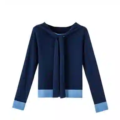 晚白 含羊毛有弹力简约圆领修身版型针织衫 女款