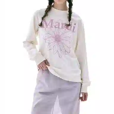 MARDI MERCREDI TSHIRT LONG SLEEVE FLOWERMARDI_CREAM PINKLAVENDER FW25T