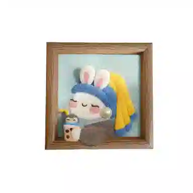 猴大使 羊毛毡戳戳乐相框画 治愈安抚 玩偶周边