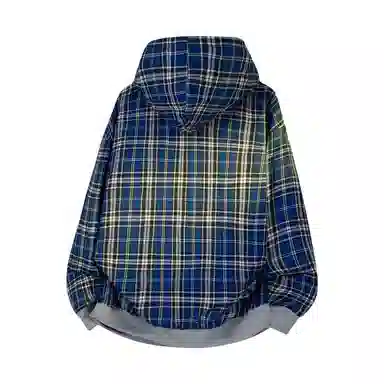 阿凡迪 潮流重磅双面艺术字母印花穿美式格子拼接潮牌嘻哈高街高级感设计时尚百搭宽松休闲舒适长袖廓形外套情侣连帽开衫卫衣 男女同款