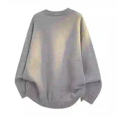 欧迪芬 慵懒风软糯亲肤手感舒适简约时尚休闲百搭复古可爱小狗卡通图案毛衫无性别情侣款美式日系韩系通勤毛衣 男女同款