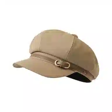 浪莎 法式小香风气质皮扣轻奢感显脸小户外休闲 棉 贝雷帽 男女同款情侣款