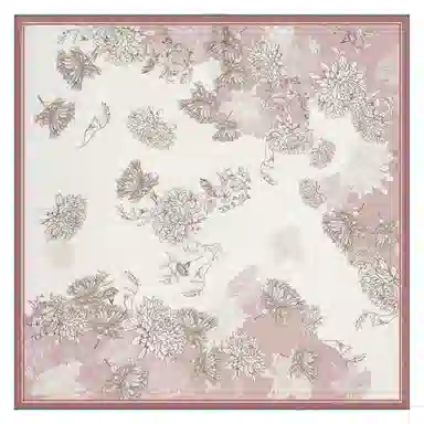 一米画纱 双面双色斜纹绸精致工艺喷绘真丝方巾优雅气质西装领巾 桑蚕丝 丝巾 女款