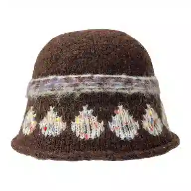 艾佳微 费尔岛风提花针织秋冬季显脸小套头帽百搭 腈纶 绒线帽 男女同款情侣款