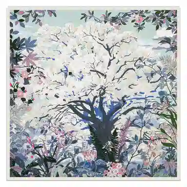 一米画纱 双面双色斜纹绸精致工艺喷绘真丝方巾优雅气质西装领巾 桑蚕丝 丝巾 女款