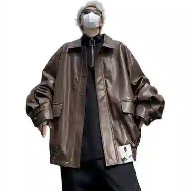 【日系cityboy都市工装风机车翻领外套】布客行 酷飒不羁狂野硬朗摇滚叛逆霸气有型纯色垂感慵懒学院范拉链通勤休闲夹克 男女同款