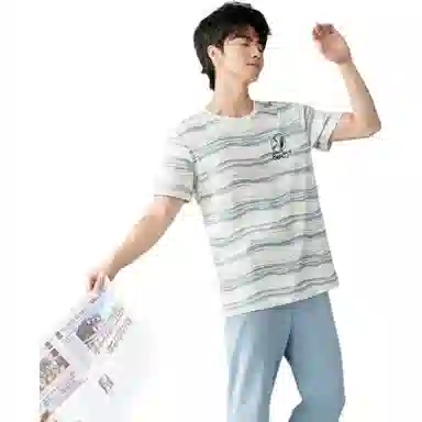 欧迪芬 纯棉条纹休闲睡衣套装 男款