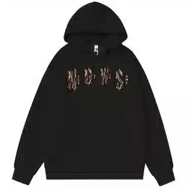 永言 豹纹印花休闲连帽上衣美式通勤套头情侣外套高级感帽衫衣服流行卫衣 男女同款