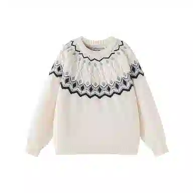 欧迪芬 美式复古时尚设计感个性菱形印花原宿风休闲潮流高级感柔软舒适保暖亲肤户外运动通勤百搭圆领长袖针织衫外穿慵懒风毛衣 男女同款