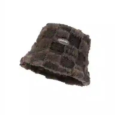 稻草人 百搭时尚显脸小保暖加厚格子 聚酯纤维 渔夫帽 女款