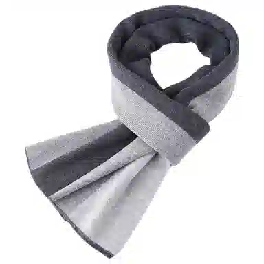 红豆 时尚百搭柔软保暖拼色 羔羊毛 绒线围巾 男款