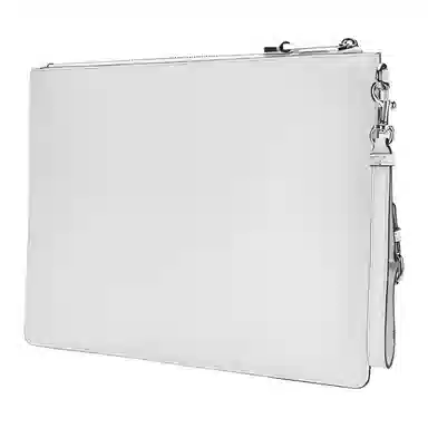 Moschino Teddy Bear Zip Leather Clutch Large White