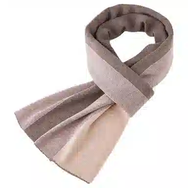 红豆 时尚百搭柔软保暖拼色 羔羊毛 绒线围巾 男款