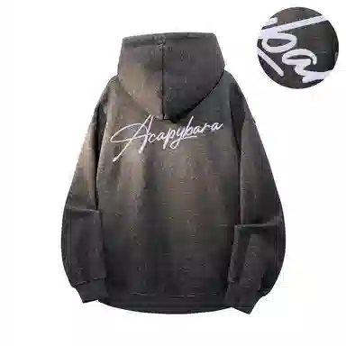 【可拆卸DIY徽章】卡皮巴拉小黄豚 双面撞色植绒签字体美式重磅显瘦慵懒风上衣高街潮牌校园风情侣百搭宽松休闲春秋连帽卫衣 男女同款