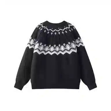 欧迪芬 美式复古时尚设计感个性菱形印花原宿风休闲潮流高级感柔软舒适保暖亲肤户外运动通勤百搭圆领长袖针织衫外穿慵懒风毛衣 男女同款