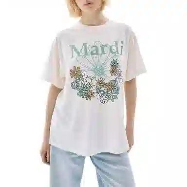 MARDI MERCREDI TSHIRT FLOWERMARDI JARDIN_CREAM MOSSGREEN FW25T