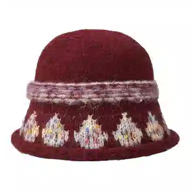 艾佳微 费尔岛风提花针织秋冬季显脸小套头帽百搭 腈纶 绒线帽 男女同款情侣款