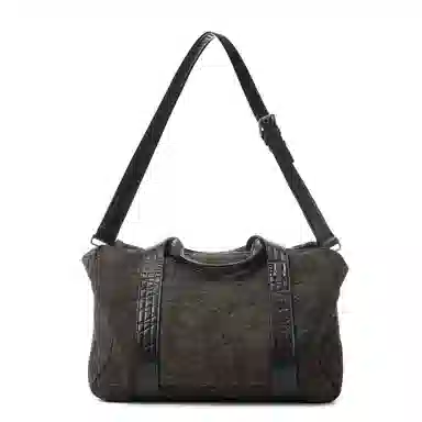 黑田矢衛 大容量时尚短途出差日系行李袋收纳拼接轻便可套拉杆箱旅行包单肩斜挎包 帆布 纹纳 手提包 男女同款情侣款 苔岩褐