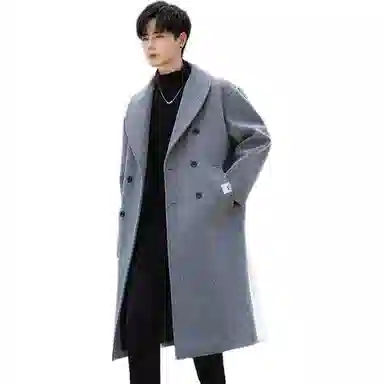 【dme】 潮流复古韩系慵懒风中长款毛呢外套男秋冬保暖时尚宽松痞帅气质莫兰迪休闲呢子大衣 男款