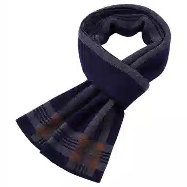 红豆 优雅柔软时尚保暖条纹格 棉羊毛 绒线围巾 男款